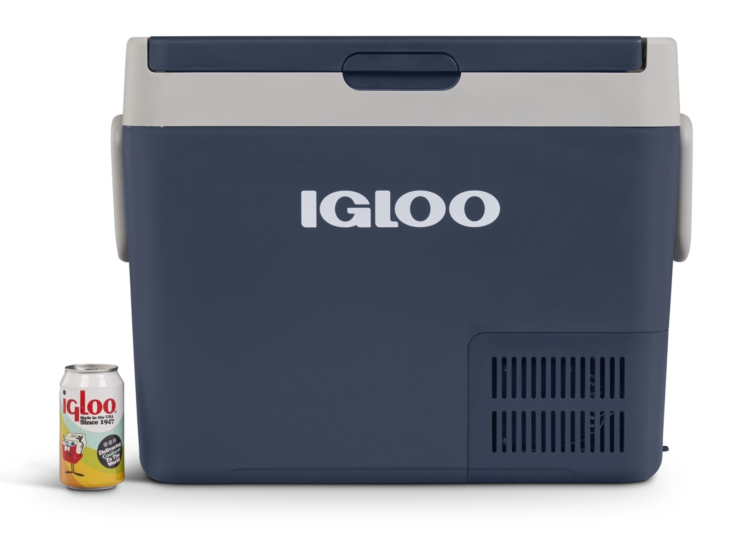 Igloo met een blik drinken ter vergelijking
